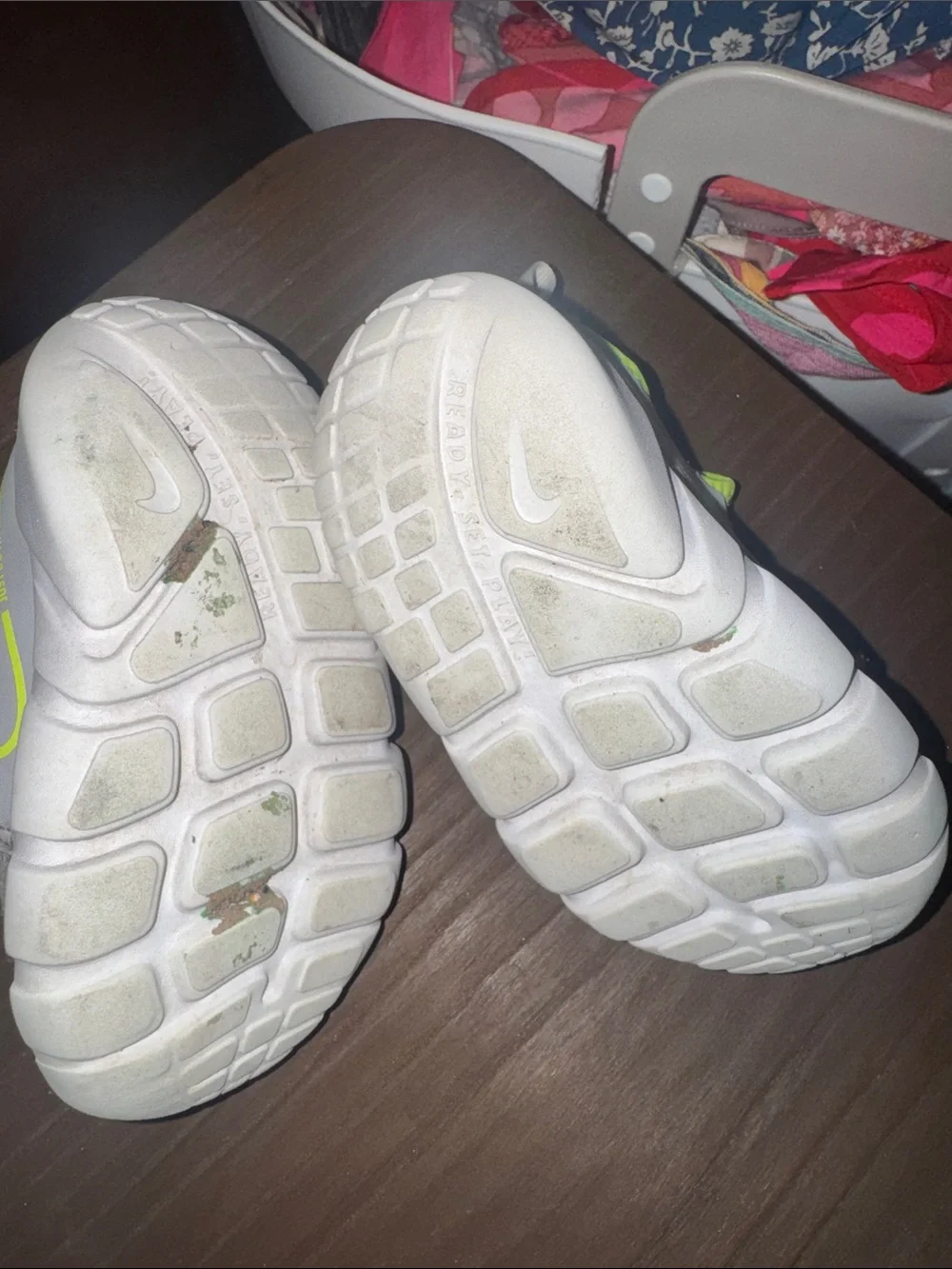 Nike Kids White and Neon Green Slip-On Sneakers